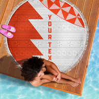 Custom Tonga Rugby Beach Blanket Ikale Tahi Ngatu Tribal Pattern Half Style