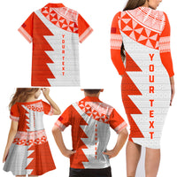 Custom Tonga Rugby Family Matching Long Sleeve Bodycon Dress and Hawaiian Shirt Ikale Tahi Ngatu Tribal Pattern Half Style LT03 - Polynesian Pride