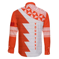 Custom Tonga Rugby Family Matching Off Shoulder Long Sleeve Dress and Hawaiian Shirt Ikale Tahi Ngatu Tribal Pattern Half Style LT03 - Polynesian Pride