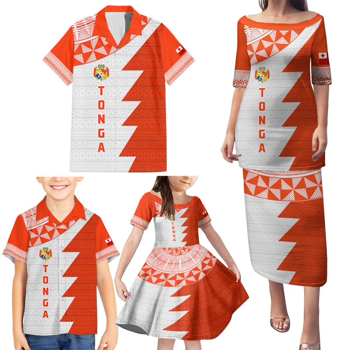 Custom Tonga Rugby Family Matching Puletasi and Hawaiian Shirt Ikale Tahi Ngatu Tribal Pattern Half Style LT03 - Polynesian Pride