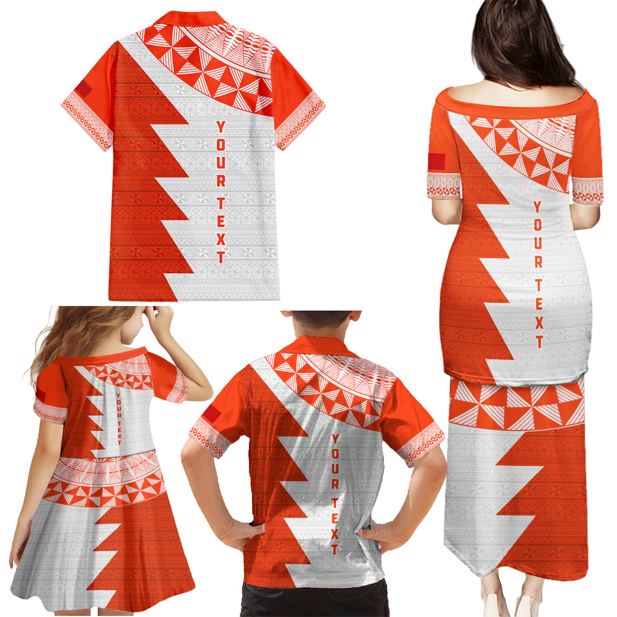 Custom Tonga Rugby Family Matching Puletasi and Hawaiian Shirt Ikale Tahi Ngatu Tribal Pattern Half Style LT03 - Polynesian Pride
