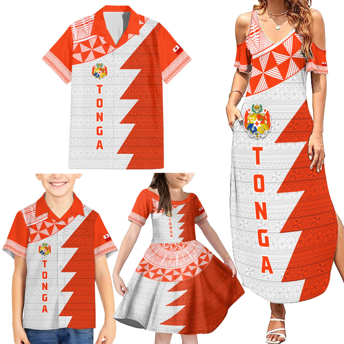 Custom Tonga Rugby Family Matching Summer Maxi Dress and Hawaiian Shirt Ikale Tahi Ngatu Tribal Pattern Half Style LT03 - Polynesian Pride