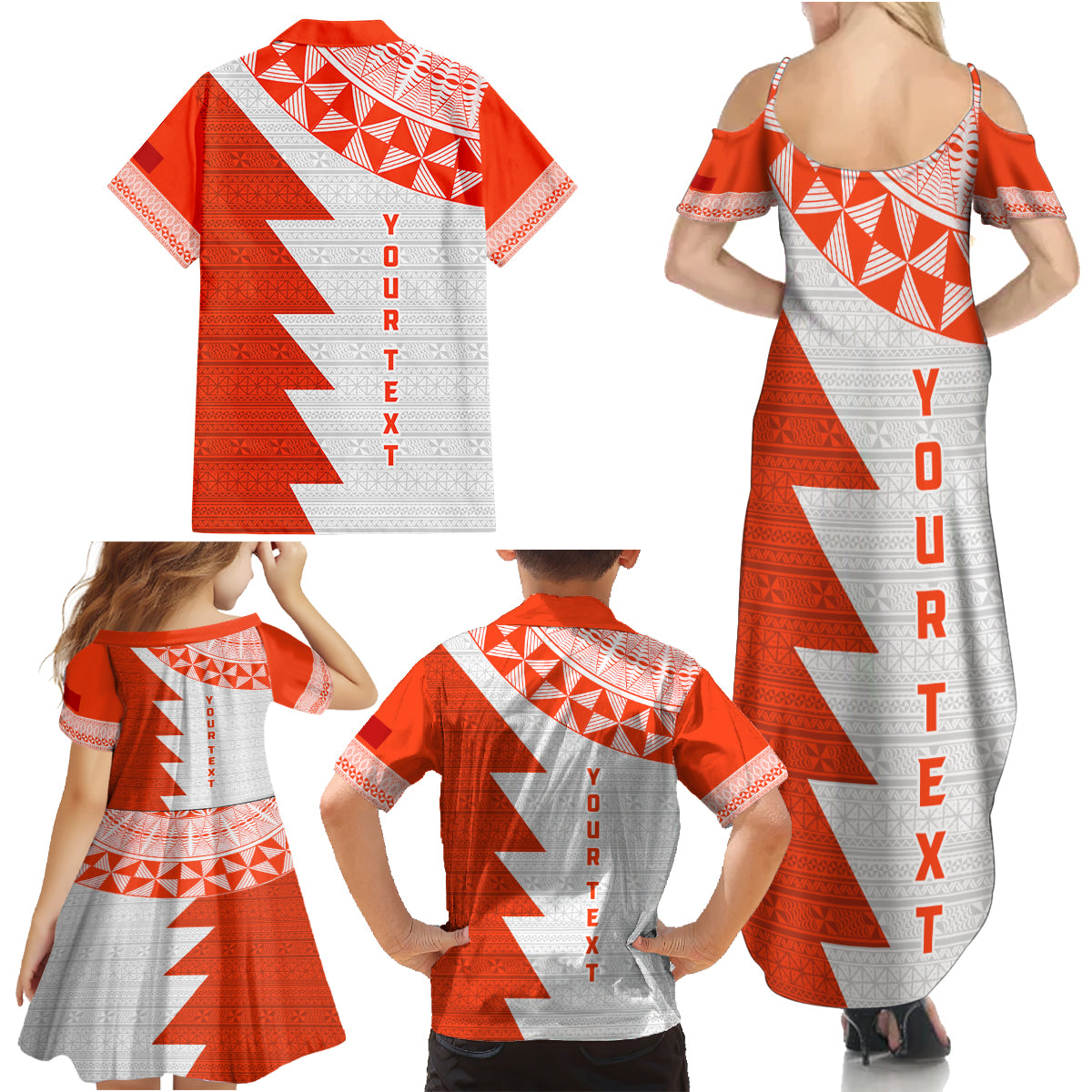 Custom Tonga Rugby Family Matching Summer Maxi Dress and Hawaiian Shirt Ikale Tahi Ngatu Tribal Pattern Half Style LT03 - Polynesian Pride