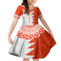 Custom Tonga Rugby Kid Short Sleeve Dress Ikale Tahi Ngatu Tribal Pattern Half Style LT03 KID Orange - Polynesian Pride