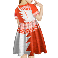 Custom Tonga Rugby Kid Short Sleeve Dress Ikale Tahi Ngatu Tribal Pattern Half Style LT03 - Polynesian Pride