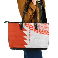 Custom Tonga Rugby Leather Tote Bag Ikale Tahi Ngatu Tribal Pattern Half Style LT03 - Polynesian Pride