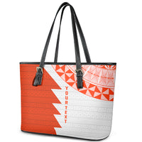 Custom Tonga Rugby Leather Tote Bag Ikale Tahi Ngatu Tribal Pattern Half Style LT03 - Polynesian Pride