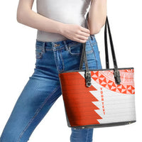 Custom Tonga Rugby Leather Tote Bag Ikale Tahi Ngatu Tribal Pattern Half Style LT03 - Polynesian Pride