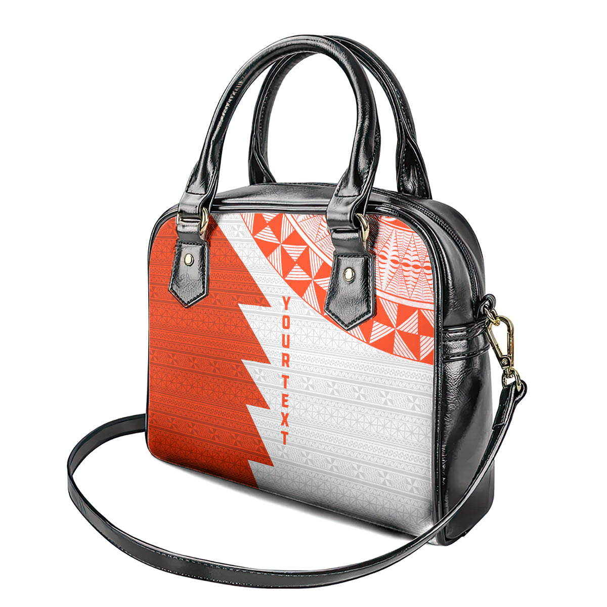Custom Tonga Rugby Shoulder Handbag Ikale Tahi Ngatu Tribal Pattern Half Style