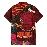 American Samoa Manulele Tausala Nu'uuli Family Matching Long Sleeve Bodycon Dress and Hawaiian Shirt Tatau Art Pattern with Tropical Plants LT03 - Polynesian Pride
