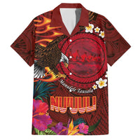 American Samoa Manulele Tausala Nu'uuli Family Matching Puletasi and Hawaiian Shirt Tatau Art Pattern with Tropical Plants LT03 Dad's Shirt - Short Sleeve Red - Polynesian Pride
