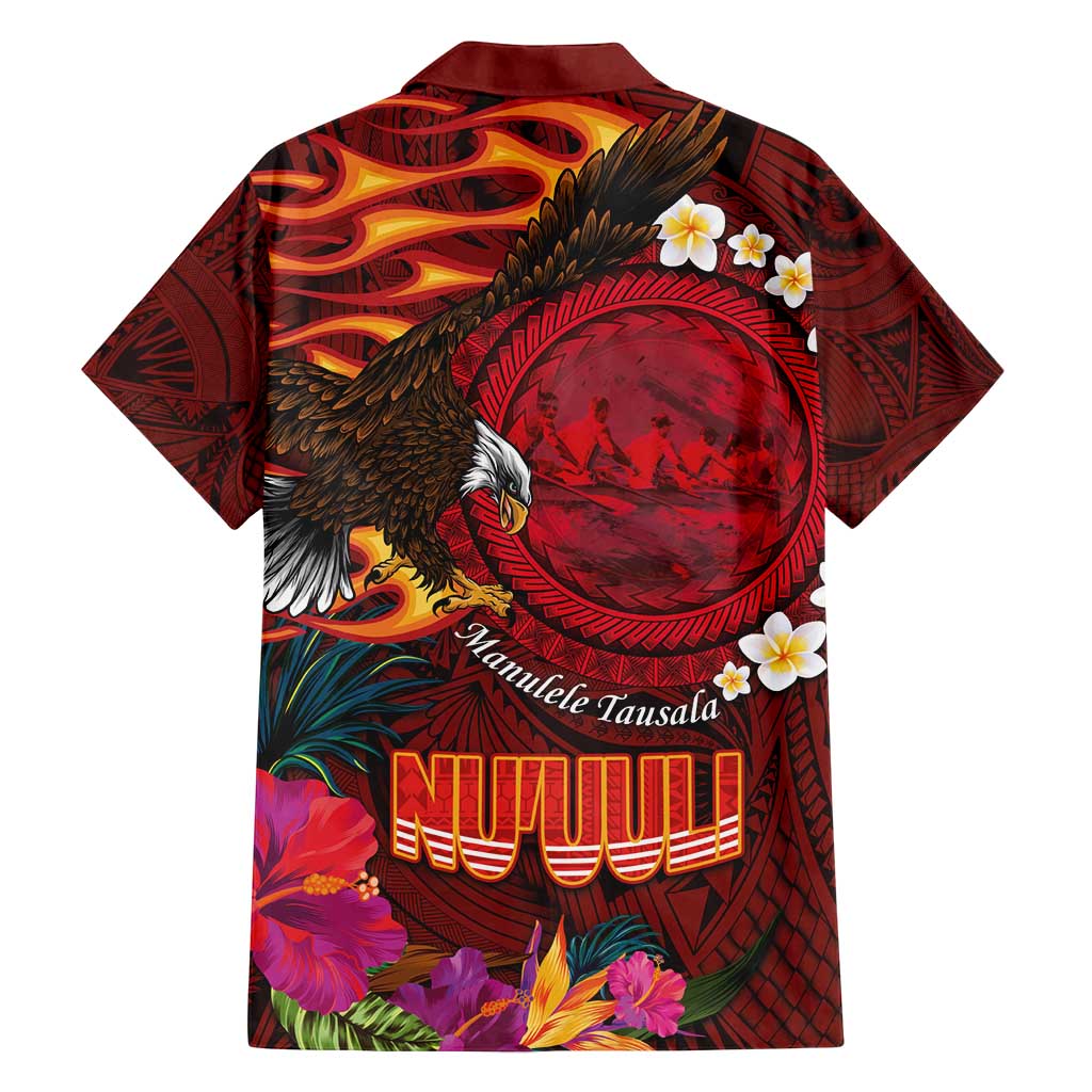 American Samoa Manulele Tausala Nu'uuli Family Matching Summer Maxi Dress and Hawaiian Shirt Tatau Art Pattern with Tropical Plants LT03 - Polynesian Pride