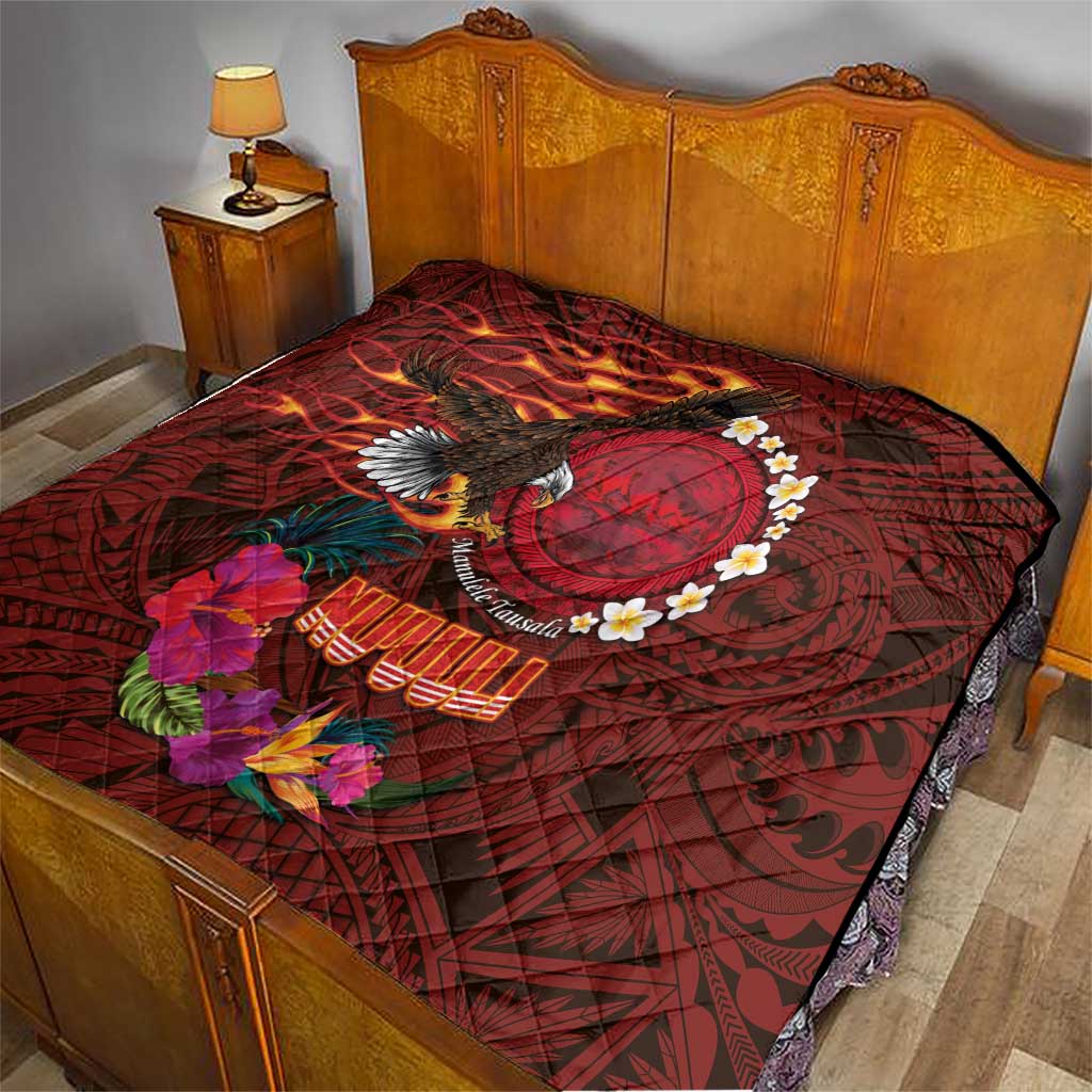 American Samoa Manulele Tausala Nu'uuli Quilt Tatau Art Pattern with Tropical Plants LT03 - Polynesian Pride