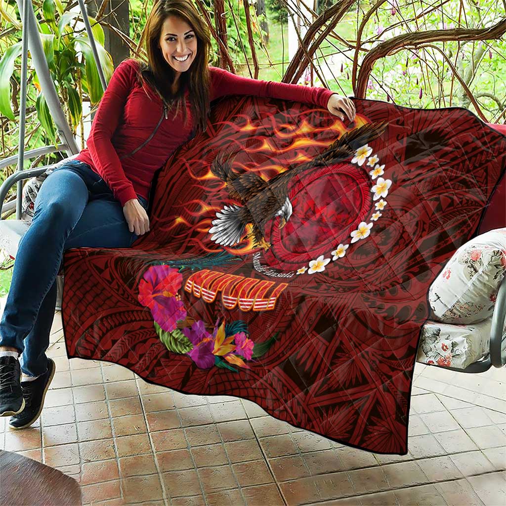 American Samoa Manulele Tausala Nu'uuli Quilt Tatau Art Pattern with Tropical Plants LT03 - Polynesian Pride