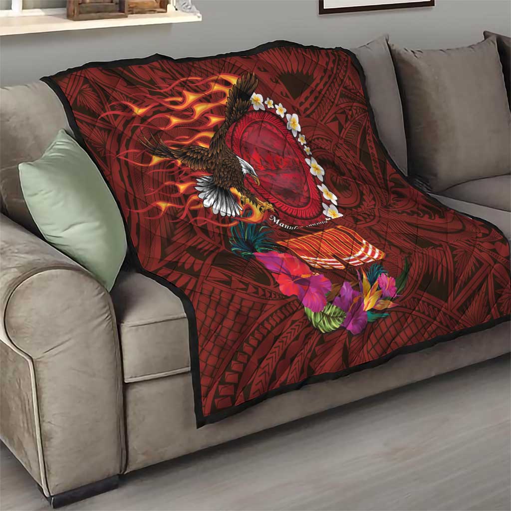 American Samoa Manulele Tausala Nu'uuli Quilt Tatau Art Pattern with Tropical Plants LT03 - Polynesian Pride