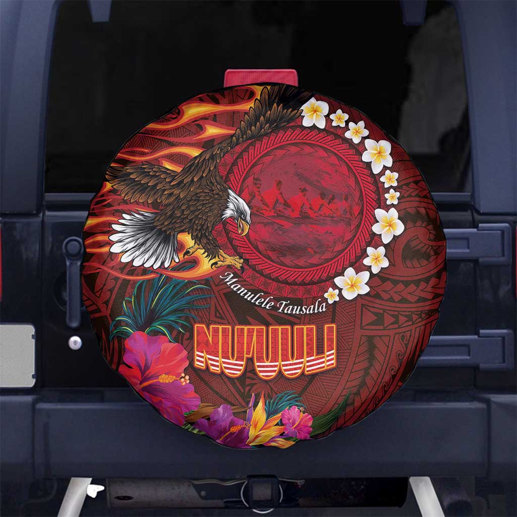 American Samoa Manulele Tausala Nu'uuli Spare Tire Cover Tatau Art Pattern with Tropical Plants