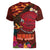 American Samoa Manulele Tausala Nu'uuli Women V-Neck T-Shirt Tatau Art Pattern with Tropical Plants