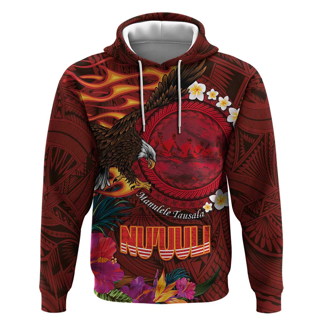 American Samoa Manulele Tausala Nu'uuli Zip Hoodie Tatau Art Pattern with Tropical Plants