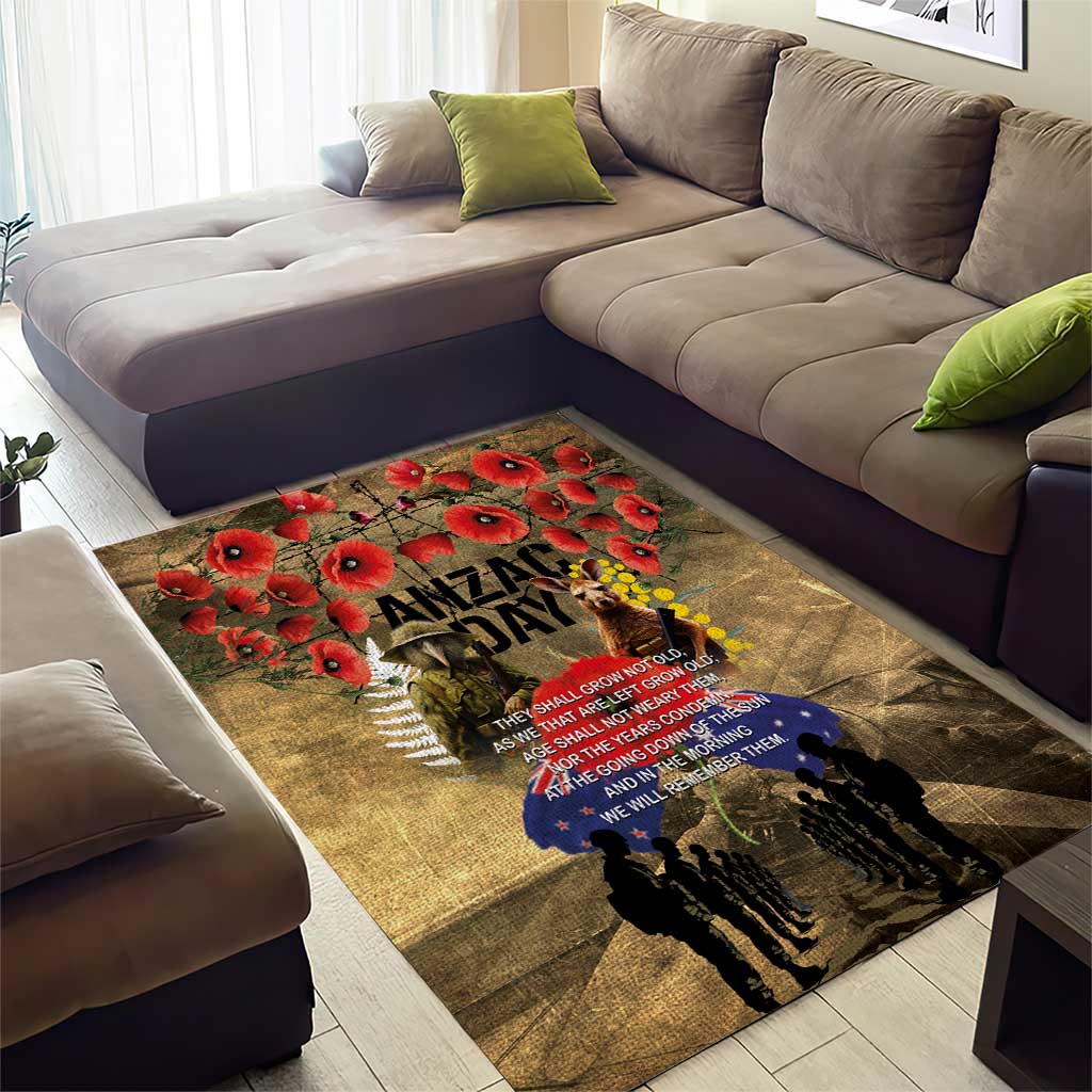 Australia and New Zealand ANZAC Day Area Rug Kangaroo and Kiwi Bird Soldier-Honor and Remember Vintage Style LT03 - Polynesian Pride