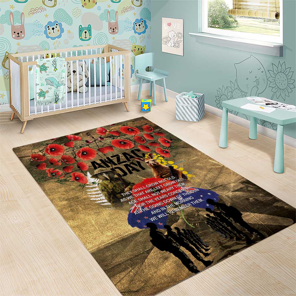 Australia and New Zealand ANZAC Day Area Rug Kangaroo and Kiwi Bird Soldier-Honor and Remember Vintage Style LT03 - Polynesian Pride