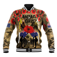 Australia and New Zealand ANZAC Day Baseball Jacket Kangaroo and Kiwi Bird Soldier-Honor and Remember Vintage Style LT03 Unisex Beige - Polynesian Pride