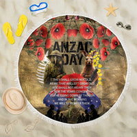 Australia and New Zealand ANZAC Day Beach Blanket Kangaroo and Kiwi Bird Soldier-Honor and Remember Vintage Style LT03 One Size 150cm Beige - Polynesian Pride