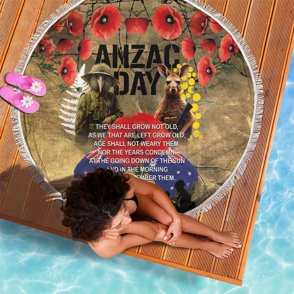 Australia and New Zealand ANZAC Day Beach Blanket Kangaroo and Kiwi Bird Soldier-Honor and Remember Vintage Style LT03 - Polynesian Pride
