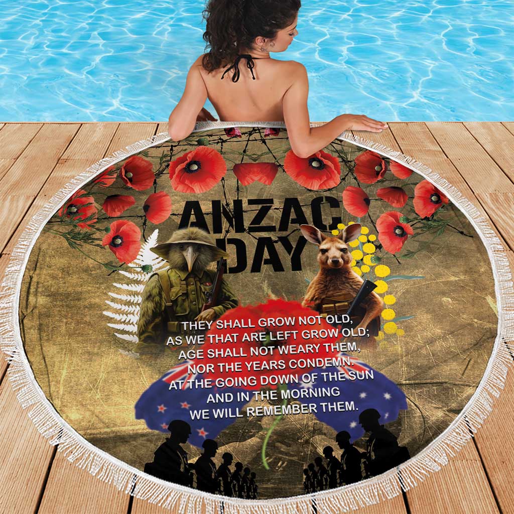 Australia and New Zealand ANZAC Day Beach Blanket Kangaroo and Kiwi Bird Soldier-Honor and Remember Vintage Style LT03 - Polynesian Pride
