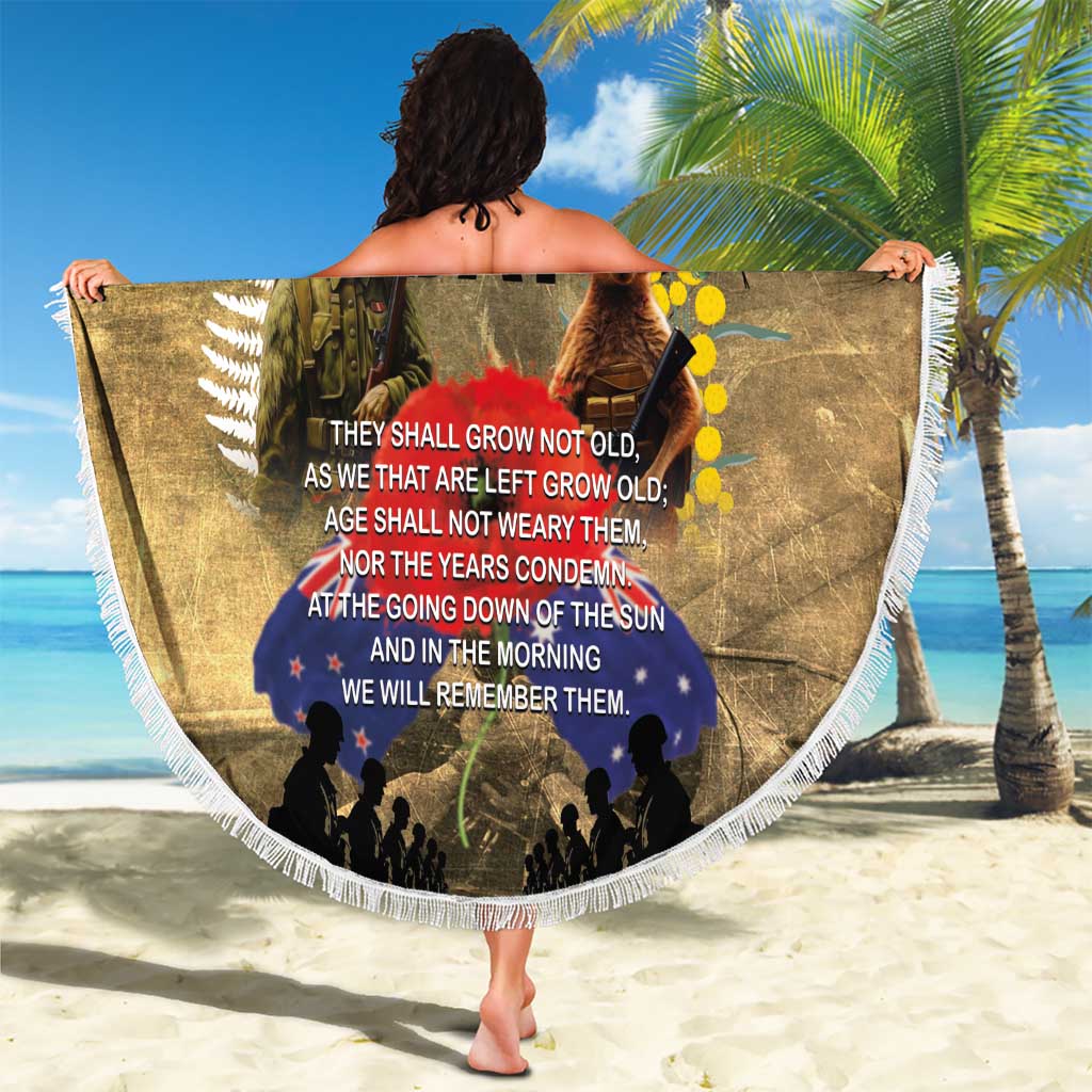 Australia and New Zealand ANZAC Day Beach Blanket Kangaroo and Kiwi Bird Soldier-Honor and Remember Vintage Style LT03 - Polynesian Pride