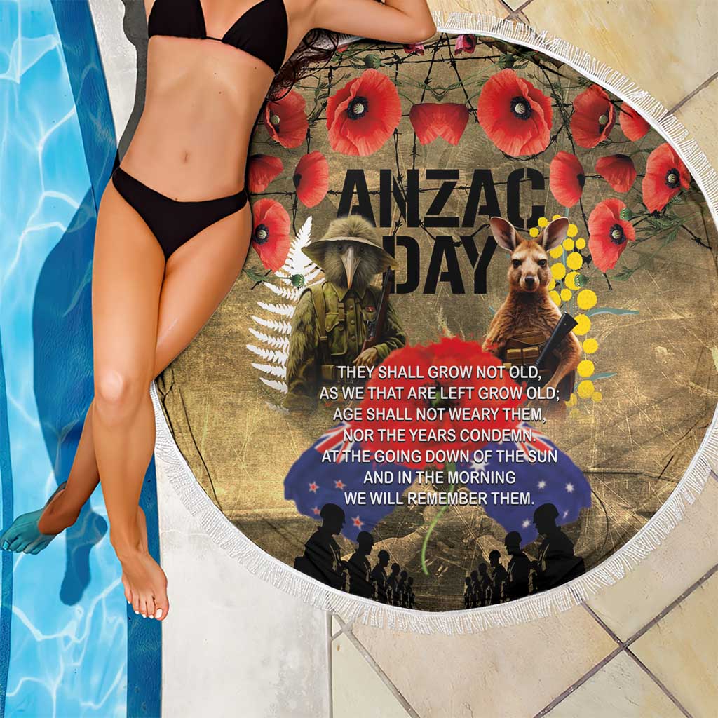 Australia and New Zealand ANZAC Day Beach Blanket Kangaroo and Kiwi Bird Soldier-Honor and Remember Vintage Style LT03 - Polynesian Pride