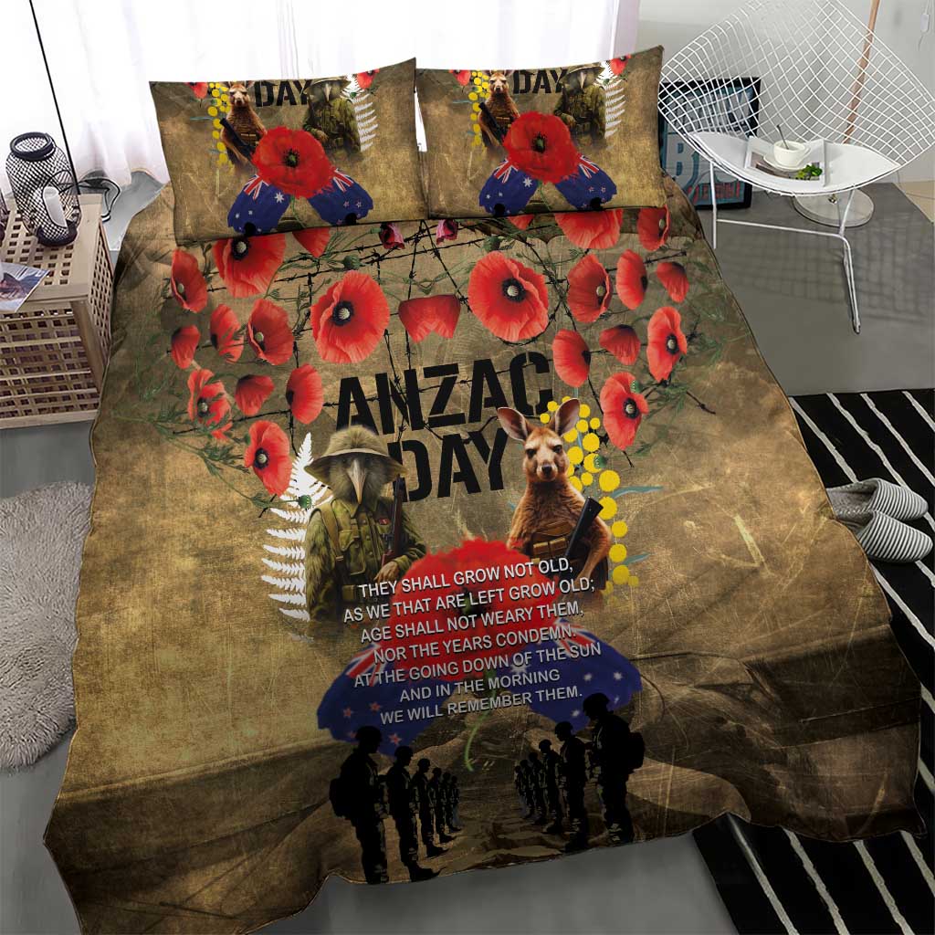 Australia and New Zealand ANZAC Day Bedding Set Kangaroo and Kiwi Bird Soldier-Honor and Remember Vintage Style LT03 - Polynesian Pride