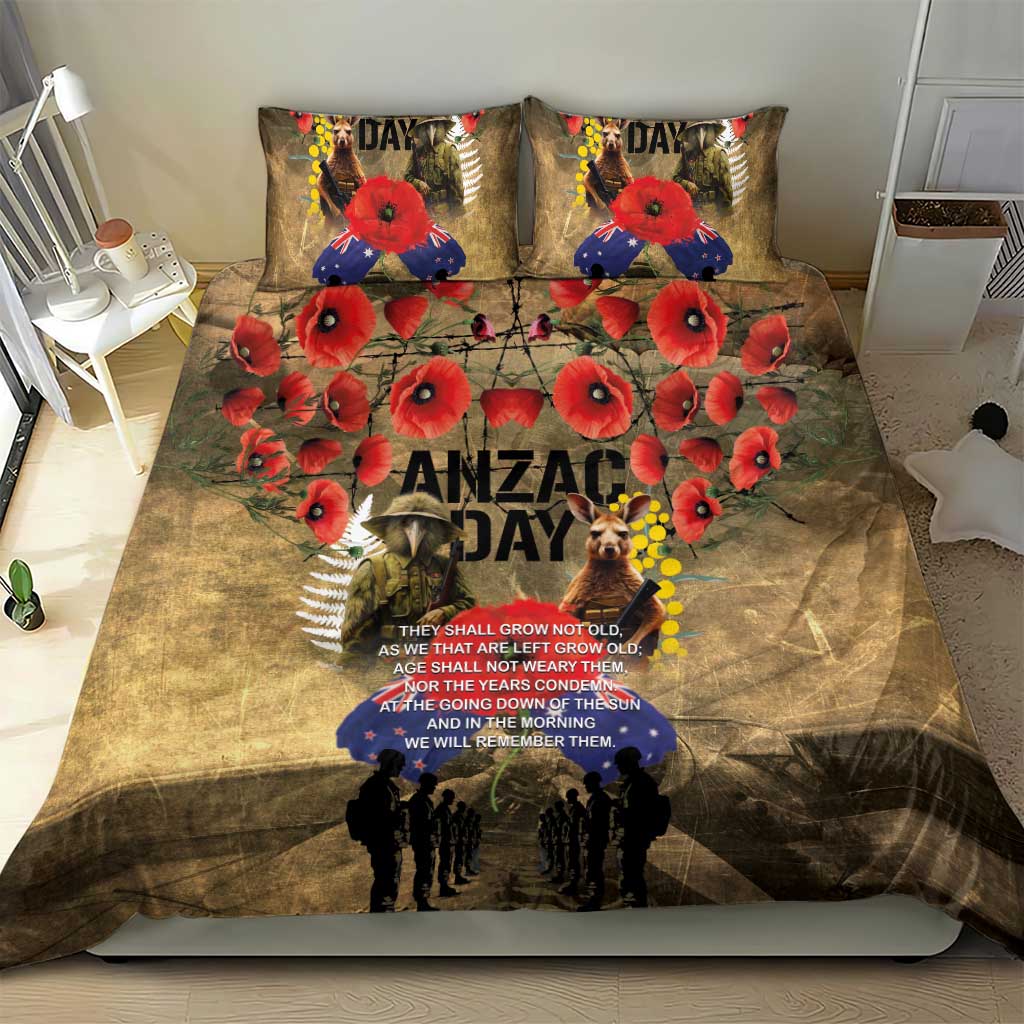Australia and New Zealand ANZAC Day Bedding Set Kangaroo and Kiwi Bird Soldier-Honor and Remember Vintage Style LT03 - Polynesian Pride