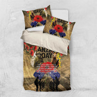 Australia and New Zealand ANZAC Day Bedding Set Kangaroo and Kiwi Bird Soldier-Honor and Remember Vintage Style LT03 US Twin 172cm x 218cm Beige - Polynesian Pride