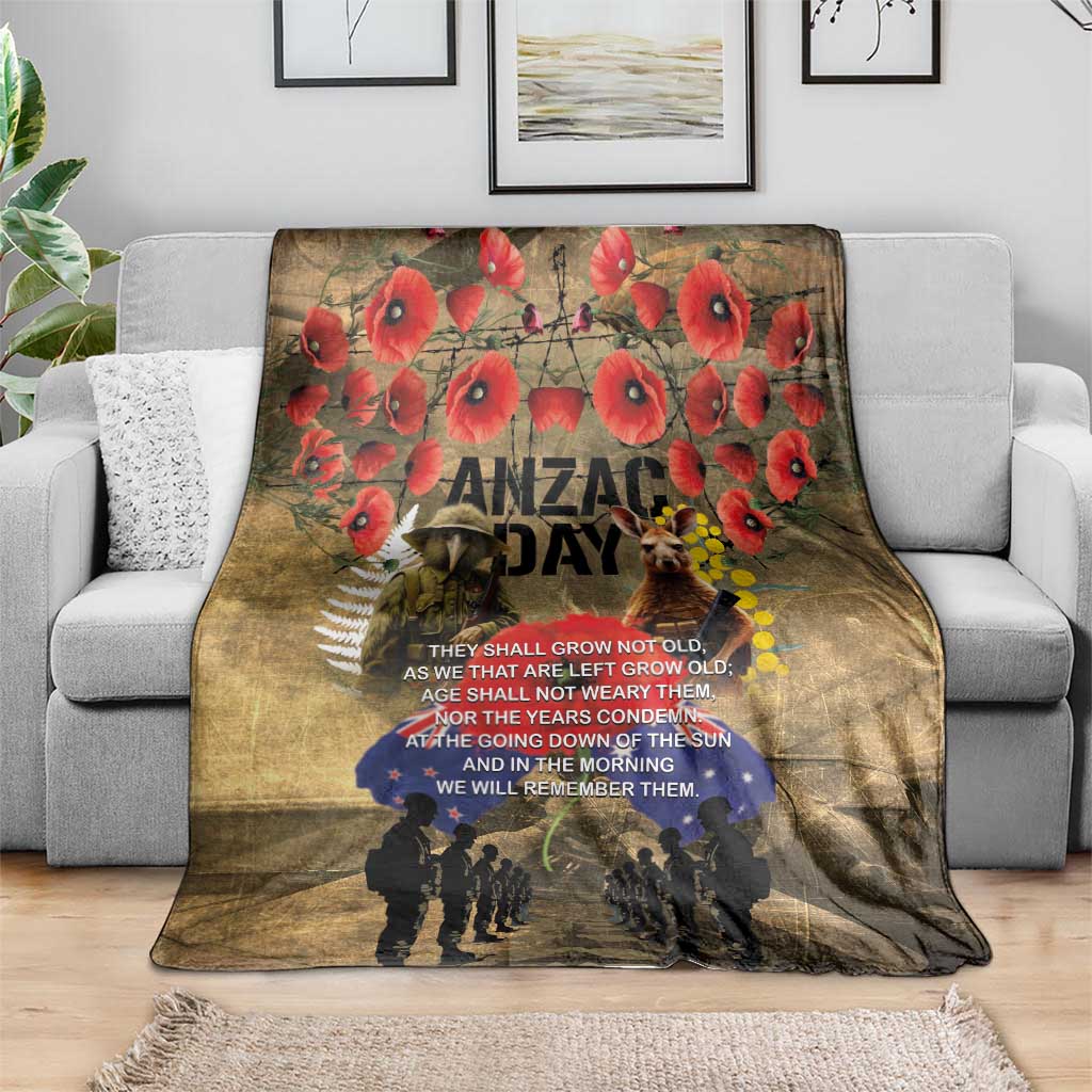 Australia and New Zealand ANZAC Day Blanket Kangaroo and Kiwi Bird Soldier-Honor and Remember Vintage Style LT03 - Polynesian Pride