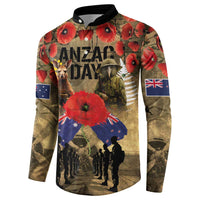 Australia and New Zealand ANZAC Day Button Sweatshirt Kangaroo and Kiwi Bird Soldier-Honor and Remember Vintage Style LT03 - Polynesian Pride