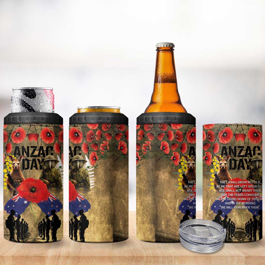 Australia and New Zealand ANZAC Day 4 in 1 Can Cooler Tumbler Kangaroo and Kiwi Bird Soldier-Honor and Remember Vintage Style LT03 - Polynesian Pride