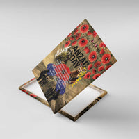 Australia and New Zealand ANZAC Day Canvas Wall Art Kangaroo and Kiwi Bird Soldier-Honor and Remember Vintage Style LT03 With Frame Beige - Polynesian Pride