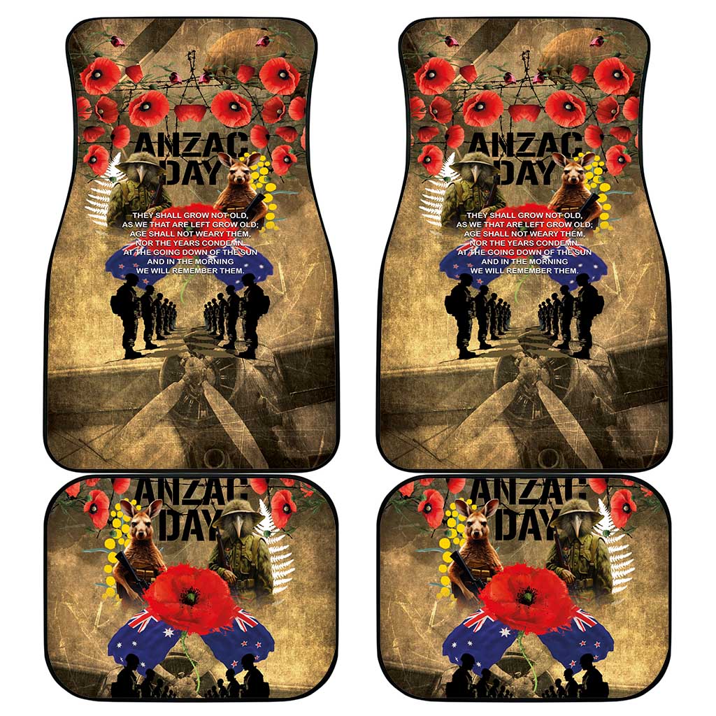 Australia and New Zealand ANZAC Day Car Mats Kangaroo and Kiwi Bird Soldier-Honor and Remember Vintage Style LT03 - Polynesian Pride