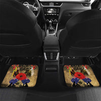 Australia and New Zealand ANZAC Day Car Mats Kangaroo and Kiwi Bird Soldier-Honor and Remember Vintage Style LT03 Set 2pcs - Back Beige - Polynesian Pride
