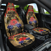 Australia and New Zealand ANZAC Day Car Seat Cover Kangaroo and Kiwi Bird Soldier-Honor and Remember Vintage Style LT03 One Size Beige - Polynesian Pride