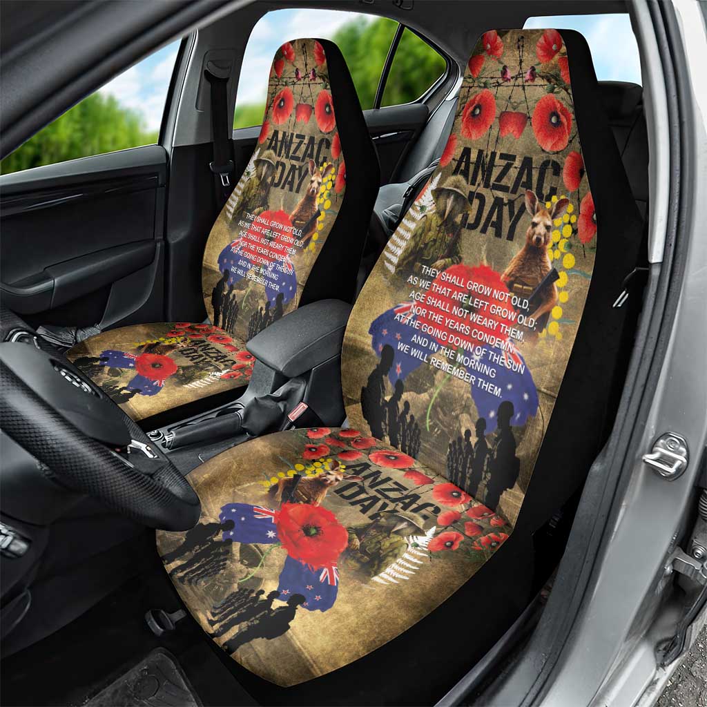 Australia and New Zealand ANZAC Day Car Seat Cover Kangaroo and Kiwi Bird Soldier-Honor and Remember Vintage Style LT03 - Polynesian Pride