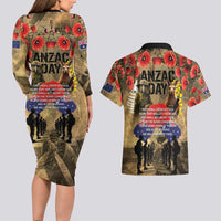 Australia and New Zealand ANZAC Day Couples Matching Long Sleeve Bodycon Dress and Hawaiian Shirt Kangaroo and Kiwi Bird Soldier-Honor and Remember Vintage Style LT03 - Polynesian Pride