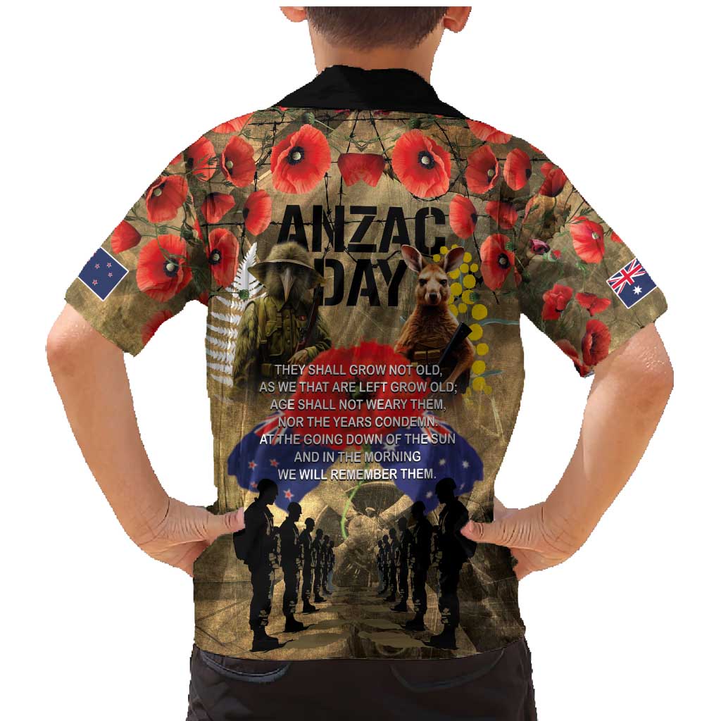 Australia and New Zealand ANZAC Day Family Matching Mermaid Dress and Hawaiian Shirt Kangaroo and Kiwi Bird Soldier-Honor and Remember Vintage Style LT03 - Polynesian Pride