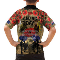 Australia and New Zealand ANZAC Day Family Matching Off The Shoulder Long Sleeve Dress and Hawaiian Shirt Kangaroo and Kiwi Bird Soldier-Honor and Remember Vintage Style LT03 - Polynesian Pride
