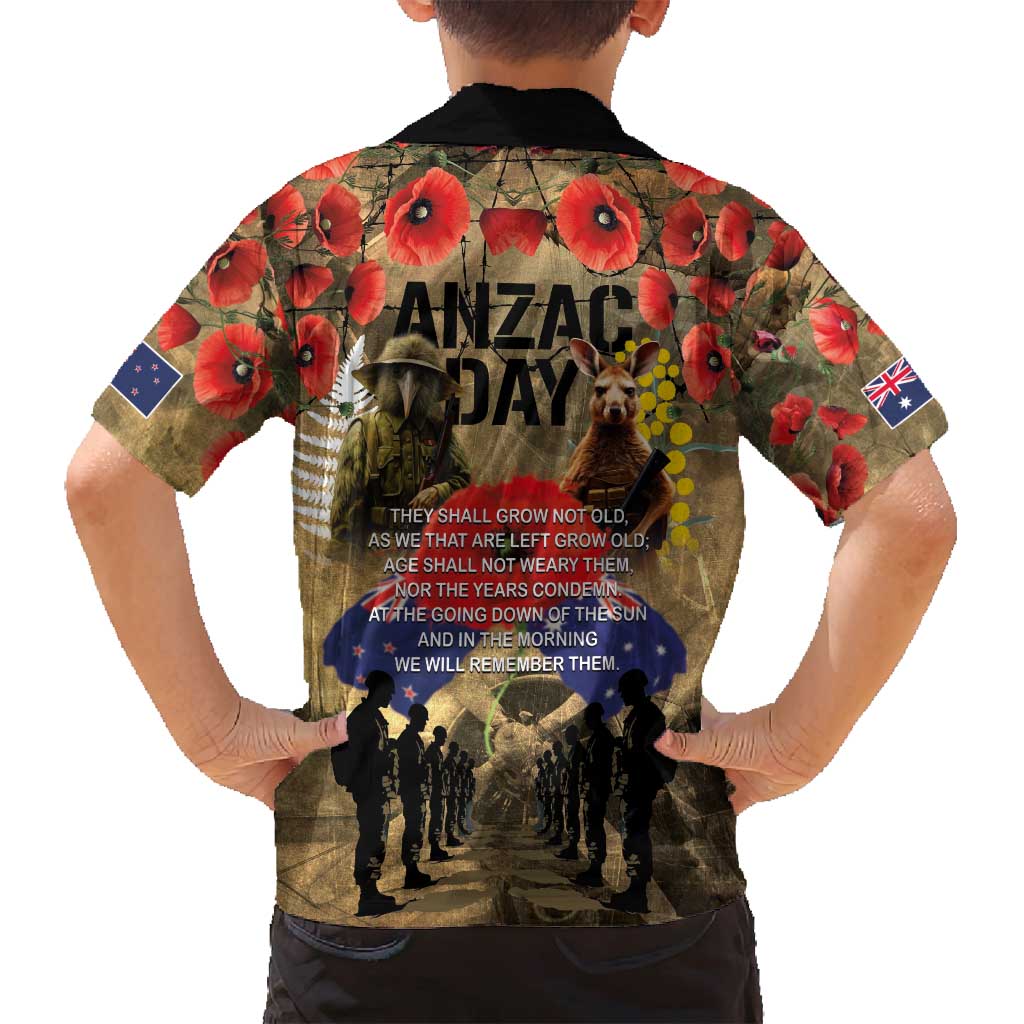 Australia and New Zealand ANZAC Day Family Matching Tank Maxi Dress and Hawaiian Shirt Kangaroo and Kiwi Bird Soldier-Honor and Remember Vintage Style LT03 - Polynesian Pride