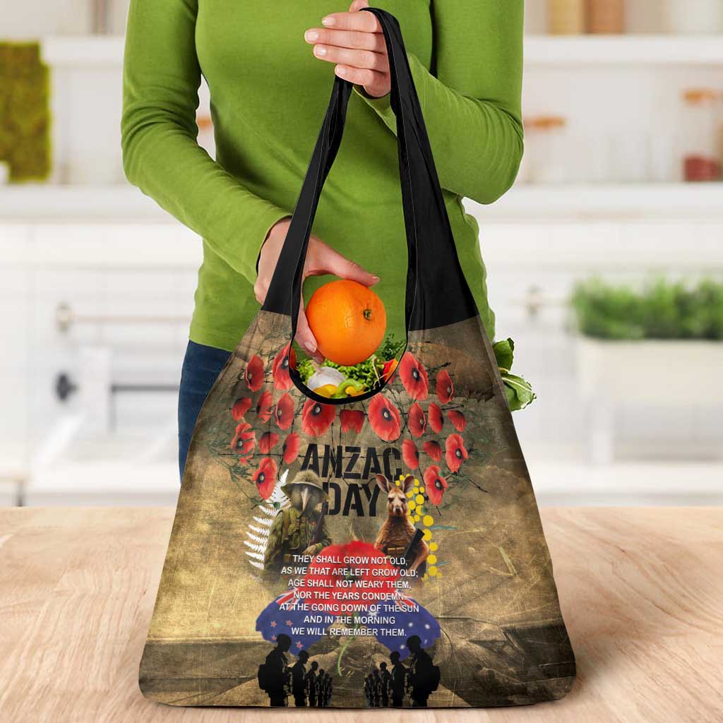 Australia and New Zealand ANZAC Day Grocery Bag Kangaroo and Kiwi Bird Soldier-Honor and Remember Vintage Style LT03 - Polynesian Pride