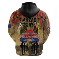 Australia and New Zealand ANZAC Day Hoodie Kangaroo and Kiwi Bird Soldier-Honor and Remember Vintage Style LT03 - Polynesian Pride