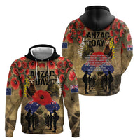 Australia and New Zealand ANZAC Day Hoodie Kangaroo and Kiwi Bird Soldier-Honor and Remember Vintage Style LT03 - Polynesian Pride