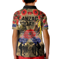 Australia and New Zealand ANZAC Day Kid Polo Shirt Kangaroo and Kiwi Bird Soldier-Honor and Remember Vintage Style LT03 - Polynesian Pride