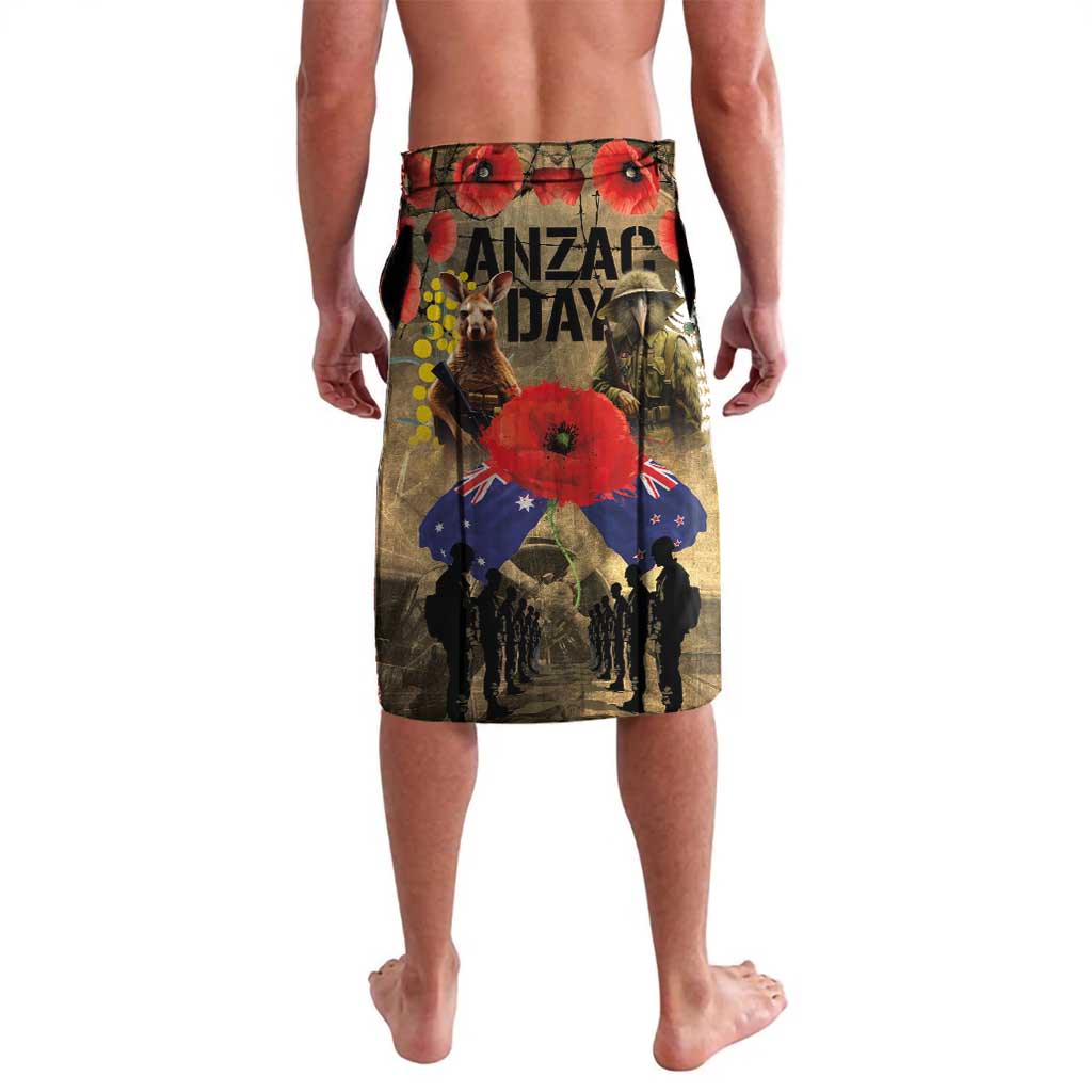 Australia and New Zealand ANZAC Day Lavalava Kangaroo and Kiwi Bird Soldier-Honor and Remember Vintage Style LT03 - Polynesian Pride